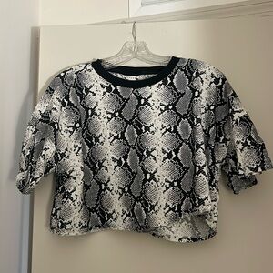 Top shop snake print black and white crop top